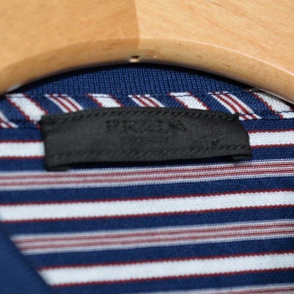 Prada Men's Striped Polo Shirt Sz L - Picture 4 of 6